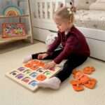 Drewniana Tablica Memory z Wymiennymi Kartami 10w1 Montessori Viga - 002