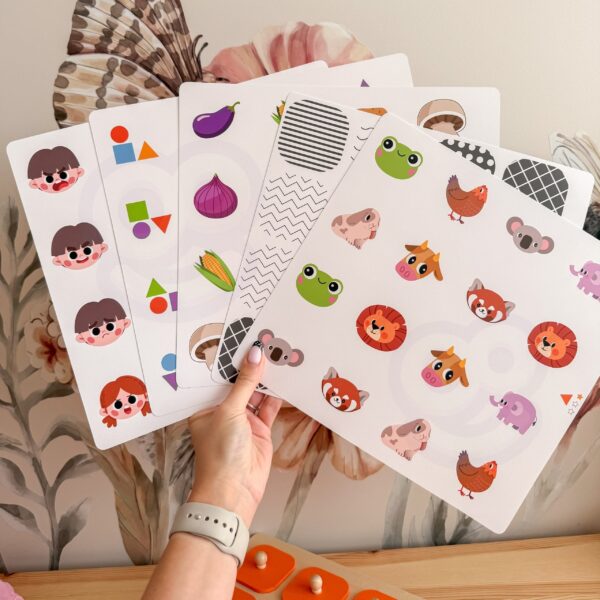 Drewniana Tablica Memory z Wymiennymi Kartami 10w1 Montessori Viga - 007
