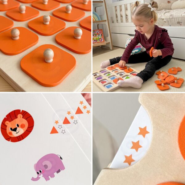 Drewniana Tablica Memory z Wymiennymi Kartami 10w1 Montessori Viga - 011