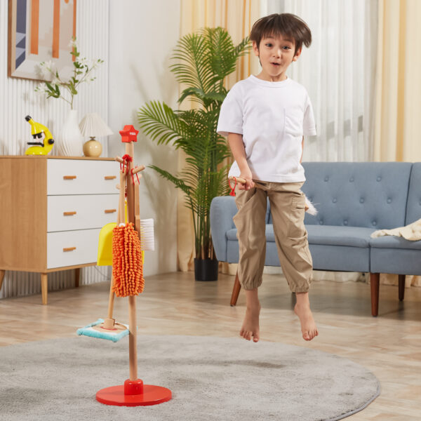 Zestaw do sprzątania Montessori drewniany na stojaku - Viga - 003