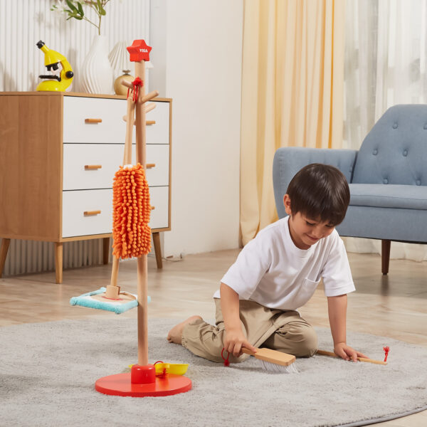 Zestaw do sprzątania Montessori drewniany na stojaku - Viga - 004
