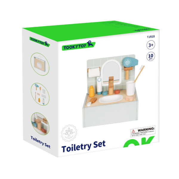 Drewniany Zestaw Łazienkowy Tooky Toy - Nauka Higieny i Samodzielności - 013