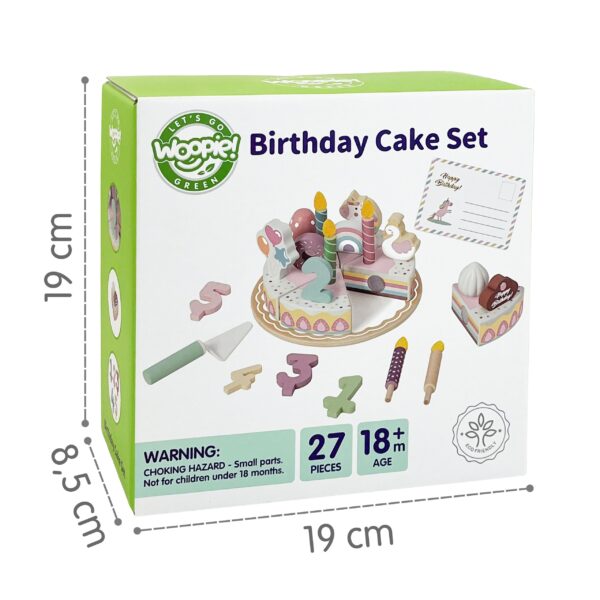 WOOPIE GREEN Drewniany Tort Urodzinowy do Krojenia Na Rzepy 27el. - 007