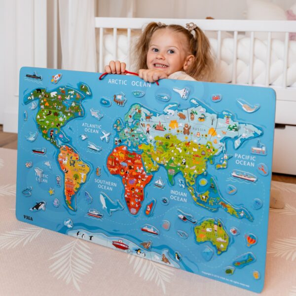 Viga 2w1 Tablica Edukacyjna z Magnetyczną Mapą Świata Montessori - 002