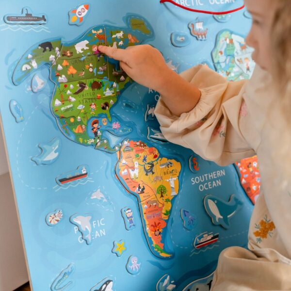 Viga 2w1 Tablica Edukacyjna z Magnetyczną Mapą Świata Montessori - 004