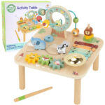 Drewniany stolik sensoryczny muzyczny labirynt 5w1 - WOOPIE GREEN - 001