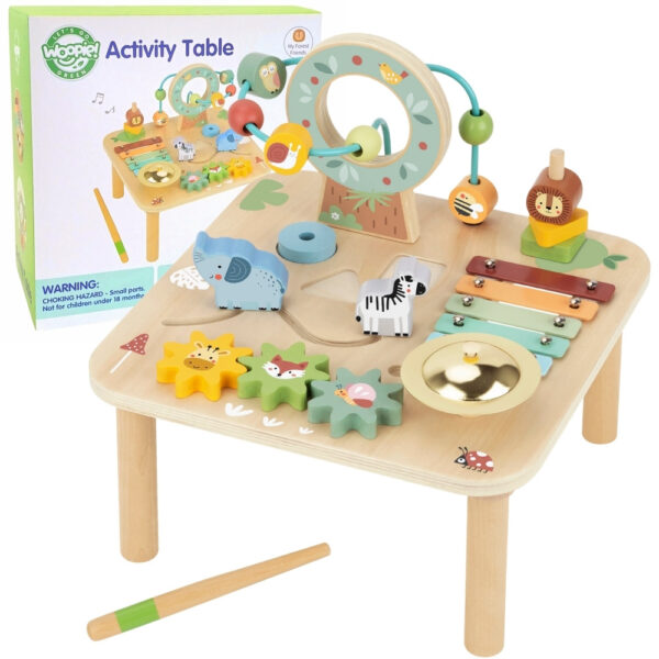 export Drewniany stolik sensoryczny muzyczny labirynt 5w1 - WOOPIE GREEN
