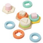 Edukacyjna układanka wieża sorter kształtów drewno kauczukowe - Classic World - 009