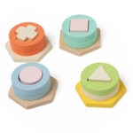 Edukacyjna układanka wieża sorter kształtów drewno kauczukowe - Classic World - 010