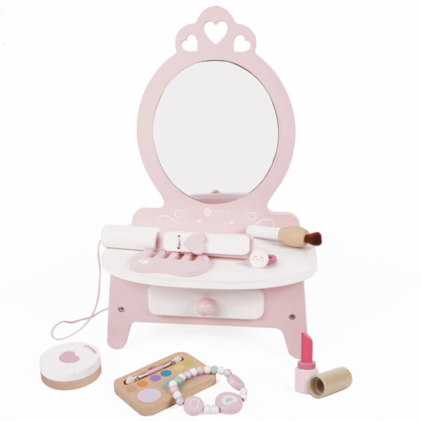 CLASSIC WORLD Drewniana Toaletka dla Dziewczynki z Lustrem + Prostownica 11 akc - 011