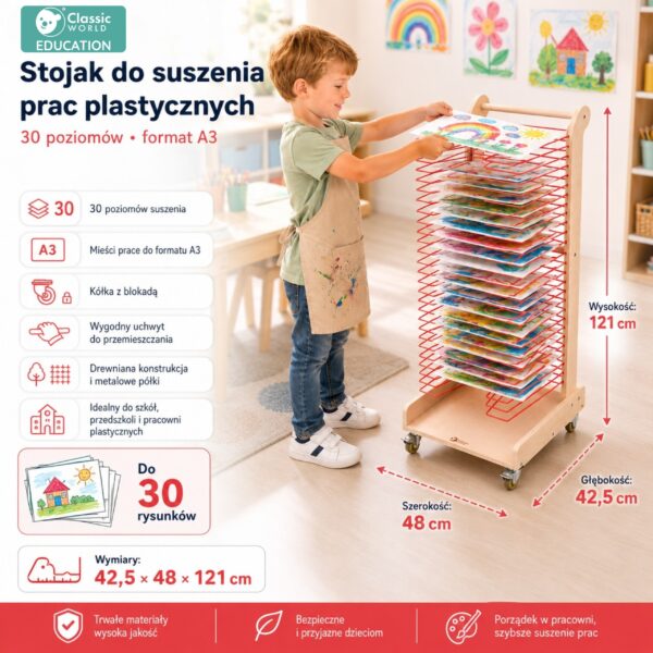 CLASSIC WORLD EDU Stojak do Suszenia Prac Plastycznych - 30 Poziomów - 006