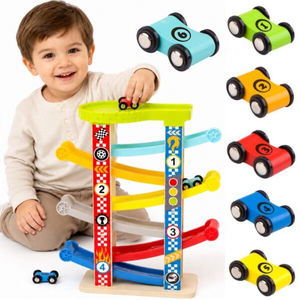 TOOKY TOY Kolorowa  Zjeżdżalnia Tor Dla Samochodów - 001