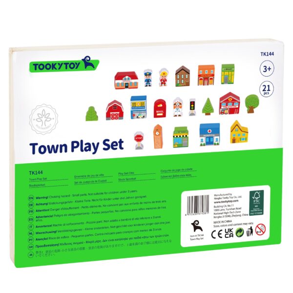 TOOKY TOY Drewniany Zestaw Budynków i Figurek Miasto - 010