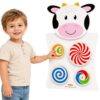 VIGA Drewniana Tablica Manipulacyjna Krówka Certyfikat FSC Montessori - 001