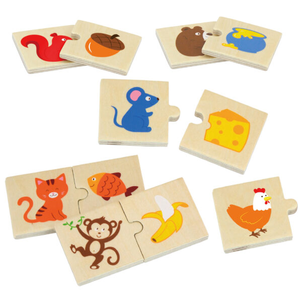 VIGA Drewniane Puzzle Nakarm Zwierzątko Co jedzą Zwierzęta Układanka - 001