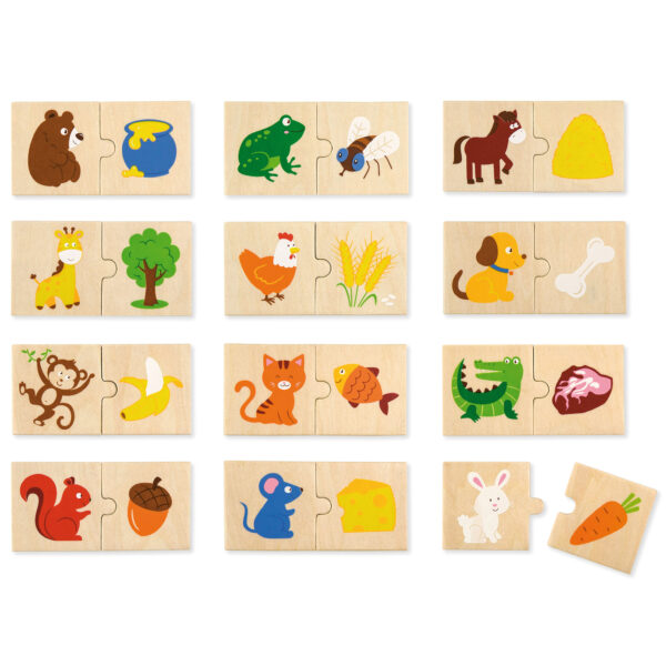 VIGA Drewniane Puzzle Nakarm Zwierzątko Co jedzą Zwierzęta Układanka - 002