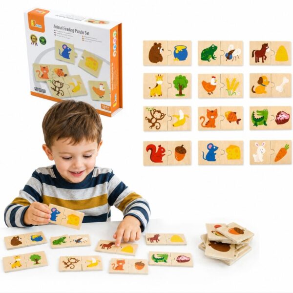 VIGA Drewniane Puzzle Nakarm Zwierzątko Co jedzą Zwierzęta Układanka - 013