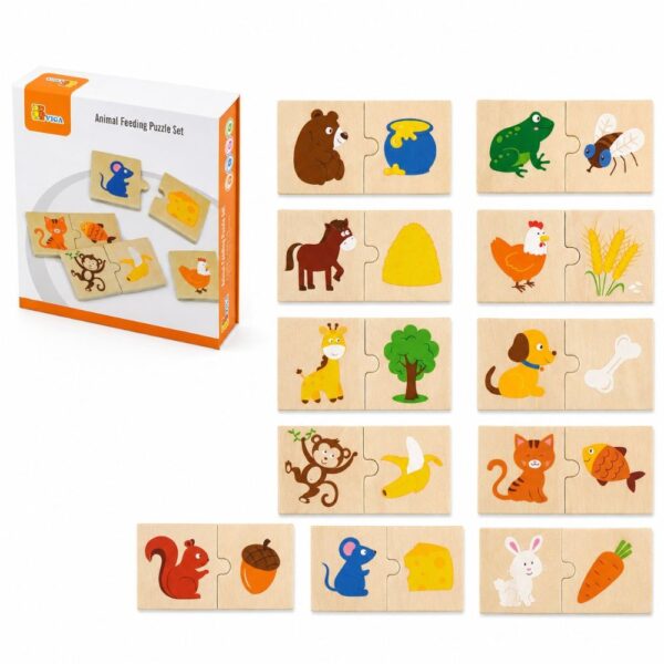 VIGA Drewniane Puzzle Nakarm Zwierzątko Co jedzą Zwierzęta Układanka - 014