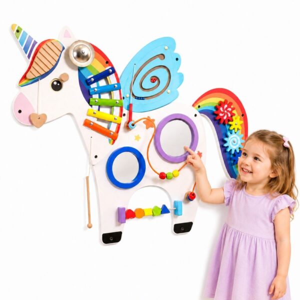 VIGA Drewniana Tablica Sensoryczna Manipulacyjna Jednorożec Certyfikat FSC Montessori - 001