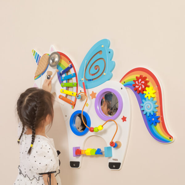 VIGA Drewniana Tablica Sensoryczna Manipulacyjna Jednorożec Certyfikat FSC Montessori - 005
