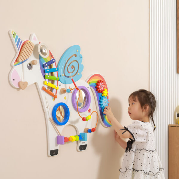 VIGA Drewniana Tablica Sensoryczna Manipulacyjna Jednorożec Certyfikat FSC Montessori - 006
