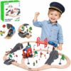Tooky Toy Drewniana Kolejka Elektryczna Straż Pożarna Efekty Dźwiękowe 70 el. FSC - 001