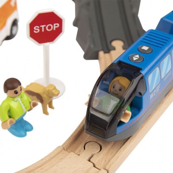 Tooky Toy Drewniana Kolejka Elektryczna Straż Pożarna Efekty Dźwiękowe 70 el. FSC - 005