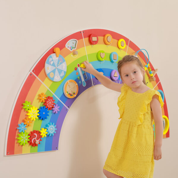 VIGA Drewniana Tablica Sensoryczno-Manipulacyjna EDU Tęcza Certyfikat FSC - 008
