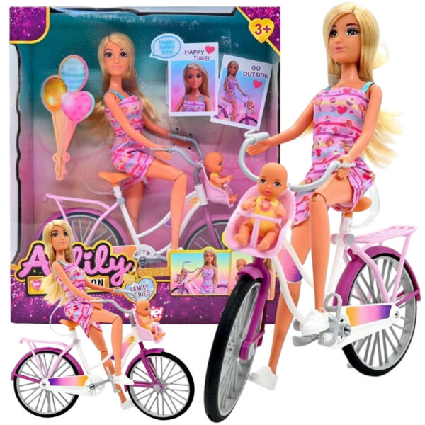 WOOPIE ROYAL Lalka Lily Rowerzystka Bobas w Foteliku Rower - 001