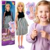 WOOPIE ROYAL Lalka Lily w Ciąży Sukienka w Czarno-białe Paski - 001