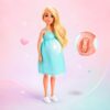 WOOPIE ROYAL Lalka Lily z Brzuszkiem w Ciąży Niemowlak Błękitna Sukienka - 003