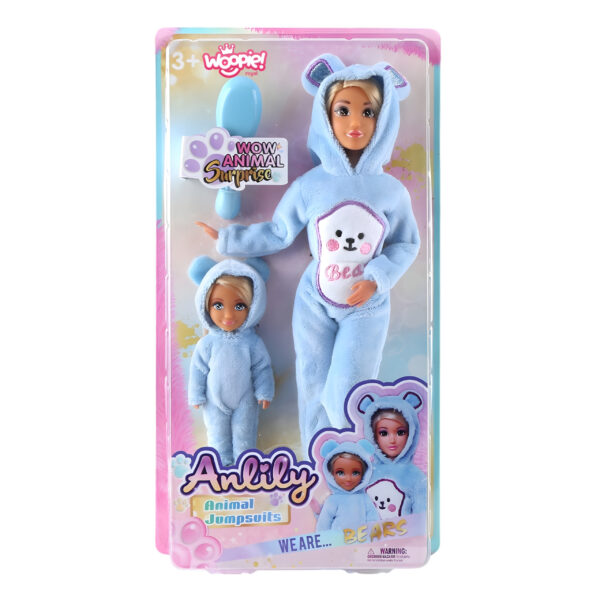 WOOPIE ROYAL Lalki Kombinezony Niebieskie Misie Zestaw 2szt. - 008
