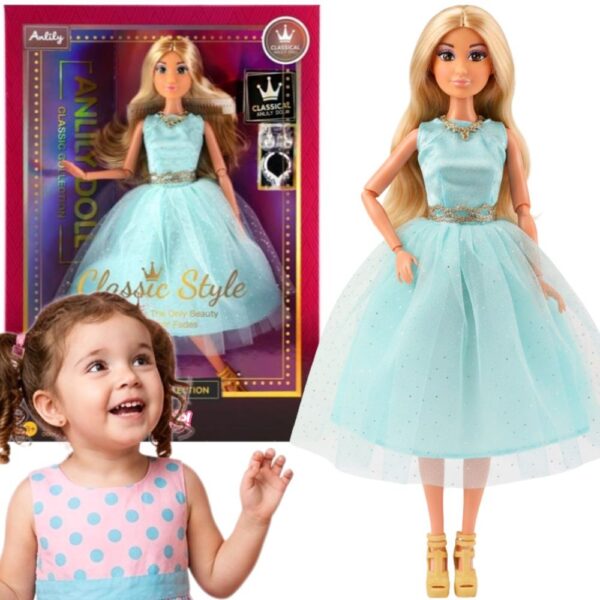 WOOPIE ROYAL Lalka Lily 30 cm Długie Blond Włosy Elegancka Turkusowa Sukienka - 001