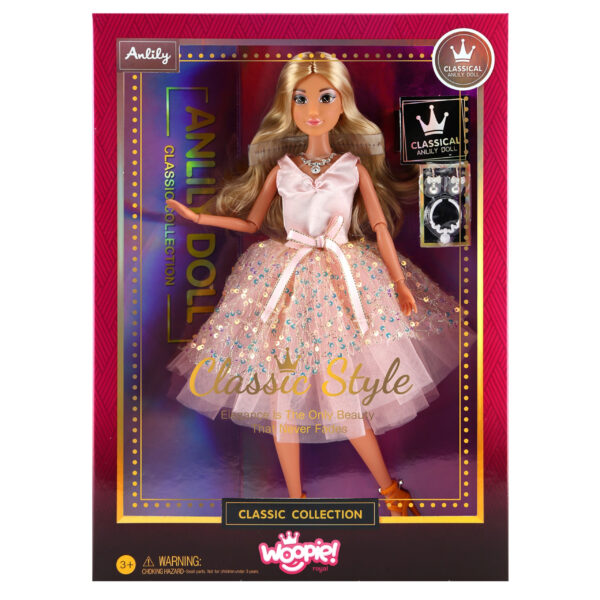 WOOPIE ROYAL Lalka Lily 30 cm Długie Blond Włosy Różowa Suknia Biżuteria - 005