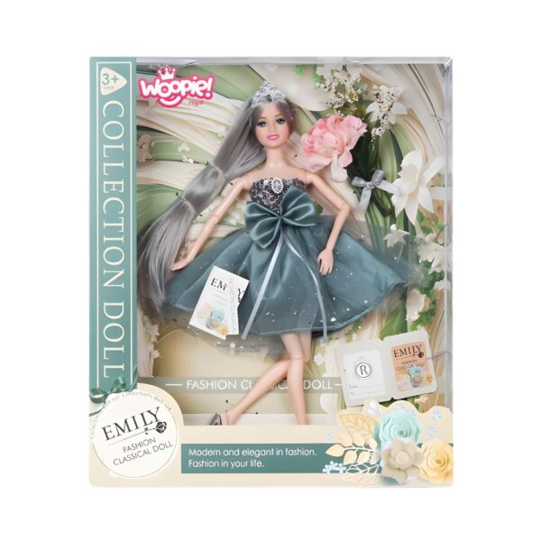 WOOPIE ROYAL Lalka Emi w Eleganckiej Sukni Tiulowej z Kokardą i Bukietem - 008