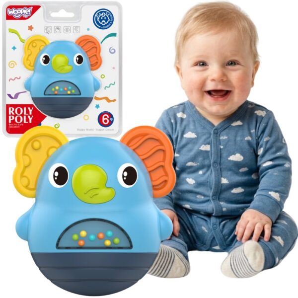 WOOPIE BABY Wańka Wstańka Słonik Grzechotka Sensoryczna Interaktywna 6m+ - 001