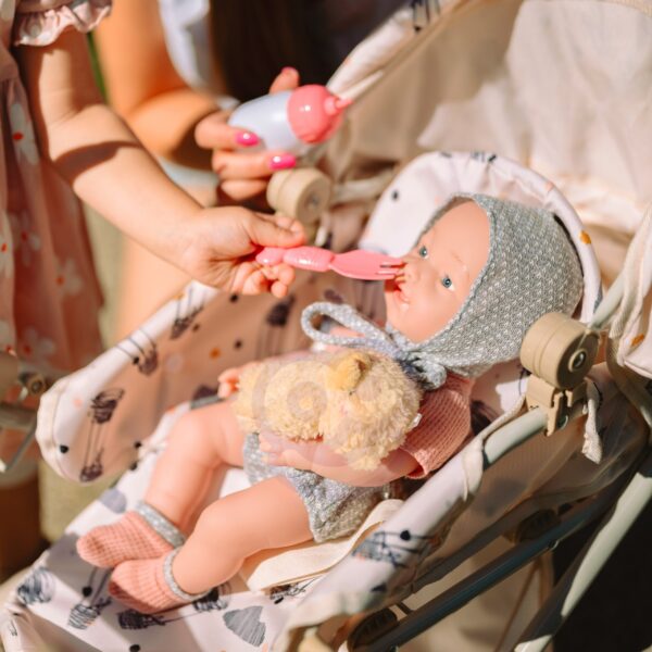 WOOPIE ROYAL Lalka Bobas 36 cm w Ubranku z Misiem Akcesoria do Karmienia - 010