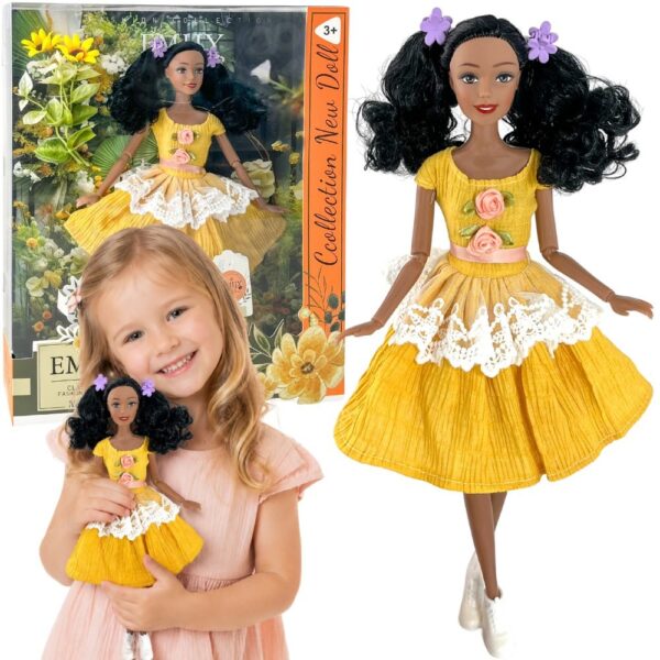WOOPIE ROYAL Lalka Emi 32 cm Modny Strój i Piękne Czarne Włosy - 001