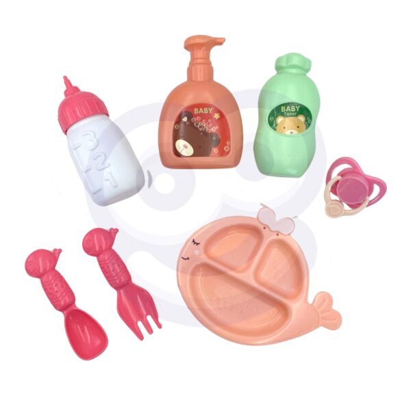 WOOPIE ROYAL Lalka Bobas 36 cm w Ubranku z Misiem Akcesoria do Karmienia - 012