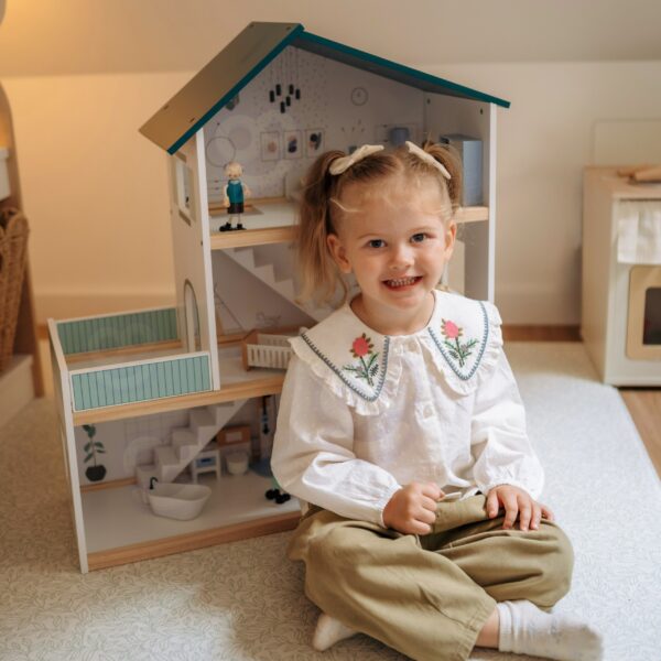 TOOKY TOY Duży Drewniany Domek dla Lalek + Figurki FSC - 002