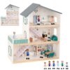 TOOKY TOY Duży Drewniany Domek dla Lalek + Figurki FSC - 014