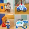 VIGA Drewniany Komisariat Policji Radiowóz Zestaw Domek 3 poziomy 14 el - 006