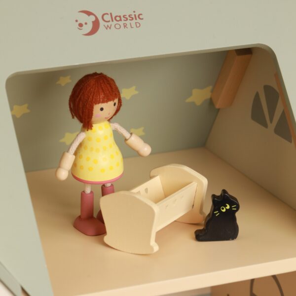 CLASSIC WORLD Wielki Drewniany Domek Przytulny Zakątek dla Lalek z Mebelkami 31el. - 003