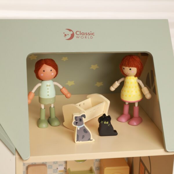 CLASSIC WORLD Wielki Drewniany Domek Przytulny Zakątek dla Lalek z Mebelkami 31el. - 009