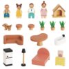 TOOKY TOY Drewniany Domek dla Lalek z Akcesoriami i Rodzinką 20 el. - 006