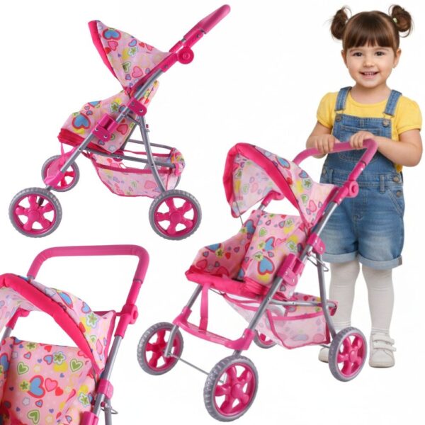 WOOPIE ROYAL Spacerówka Wózek dla Lalek Serca Kolorowe - 001 WOOPIE ROYAL Spacerówka Wózek dla Lalek Serca Kolorowe - 001