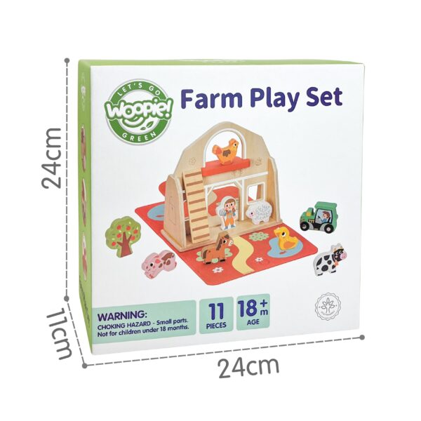 WOOPIE GREEN Drewniana Składana Farma w Walizce ze Zwierzątkami 11el. - 012