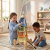 CLASSIC WORLD Drewniana Rakieta Domek dla Dzieci + Figurki 51el. - 003