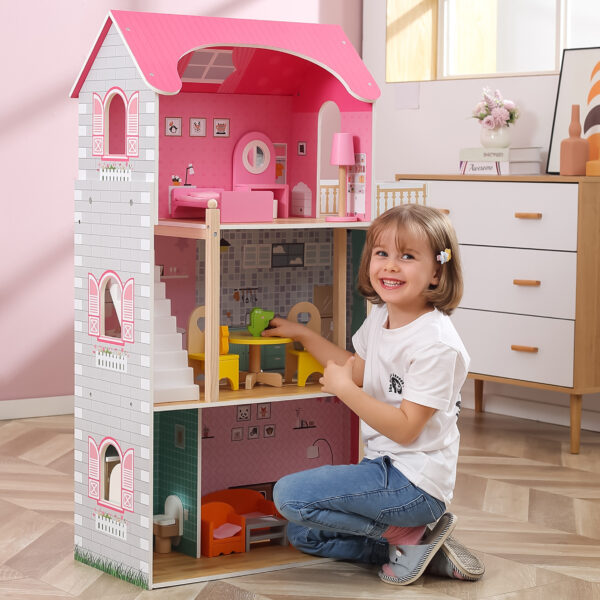 VIGA Duży Drewniany Domek dla Lalek - 006