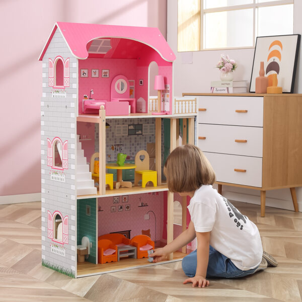 VIGA Duży Drewniany Domek dla Lalek - 009